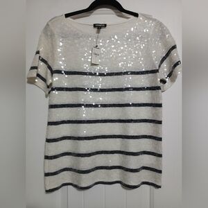 Classy Express White Sequin Top